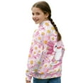 thumbnail image 2 of COEQINE Soft Girls Quarter Zip Pullover with Collar, Long Sleeve Loose Fit Printed Sweatshirt, Comfortable Polyester Top for Everyday, for Teen Girls 13-14, Axolotl Daisy Pink, 2 of 7