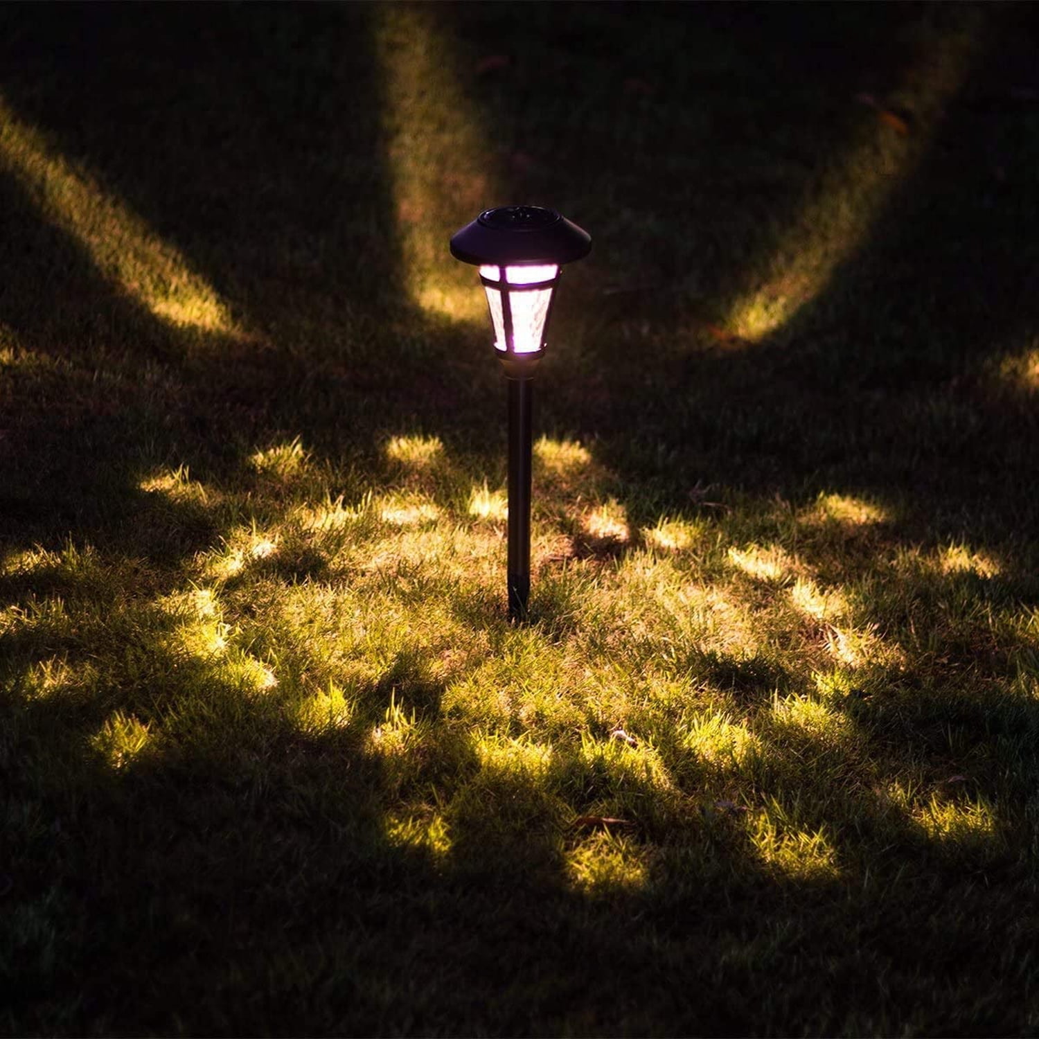 Solpex 6 Pcs Solar Outdoor Lights, Bronze Finshed Landscape Path Lights, Glass Lamp, Waterproof Led Solar Pathway Lights for Lawn, Patio, Yard, Garden, Pathway, Walkway and Driveway