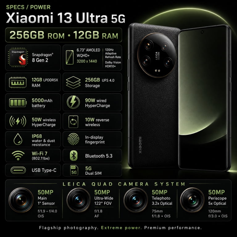 Xiaomi Mi 13 Ultra 5G 256GB ROM 12GB RAM GSM Unlocked Dual SIM