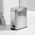 thumbnail image 2 of mDesign Small 1.3 Gallon Rectangle Metal Step Can with Liner/Handle, Chrome, 2 of 7