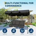 thumbnail image 1 of 3-Person Outdoor Swing Chair with Adjustable Waterproof Canopy – Heavy-Duty Steel Frame, Armrests, Breathable Textilene Seat for Porch, Garden, Backyard, Balcony – Grey, 1 of 7