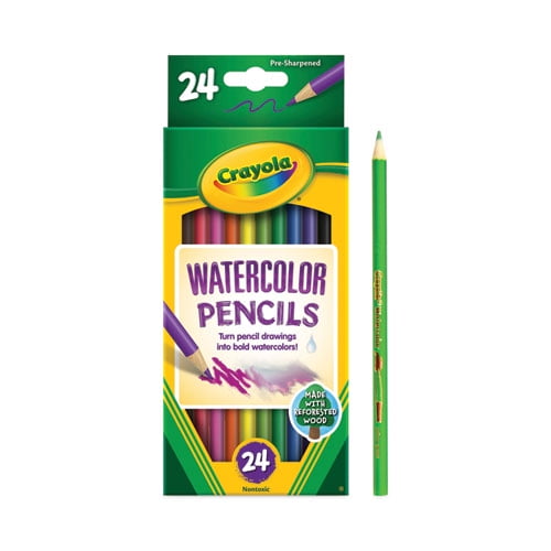 Crayola® Watercolor Pencil Set, 3.3 mm, 2B, Assorted Lead and Barrel  Colors, 24/Pack