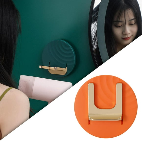 ABS Hair Dryer Holder, Folding Home Wall-Mounted Adhesive Bathroom Shelf, Organizer Shelf, Blower Cord Organizer, Hairdryer Hook No Drilling naranja