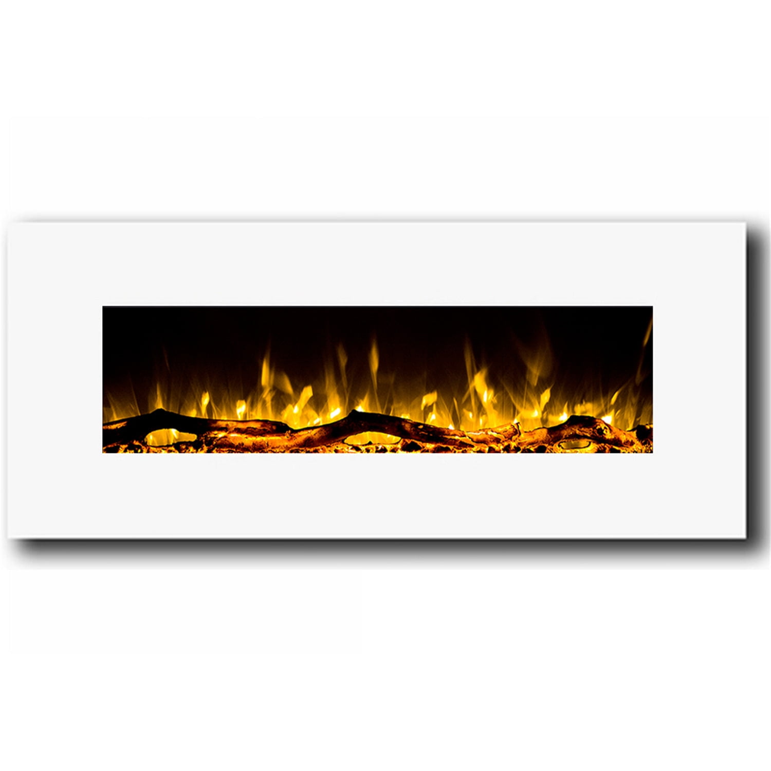 Regal Flame Ashford White 50" Log Ventless Heater Electric Wall Mounted Fireplace Better Than Wood Fireplaces, Gas Logs, Firepla