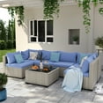 thumbnail image 5 of MRUAKA 7 Pieces Patio Conversation Set, Outdoor Sectional PE Rattan Wicker Furniture Seat,Haze Blue, 5 of 7