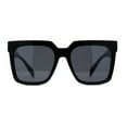 thumbnail image 1 of Squared Horn Rim Hipster Chic Plastic Boyfriend Rectangle Sunglasses All Black, 1 of 4