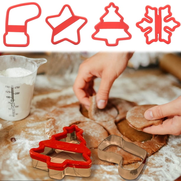 Juego de moldes para galletas navideñas - Herramientas de repostería festivas con asas ergonómicas para hacer galletas sin presión, kit de repostería navideño de 6 piezas