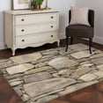 thumbnail image 3 of Area Rugs for Living Room Bedroom, Brown Stone Wall 4'x6' Rug Washable Carpet Runner Indoor Outdoor, Vintage Country Rocks Brick Pattern Non Slip Accent Floor Mats Rug for Kitchen, Office, 3 of 8