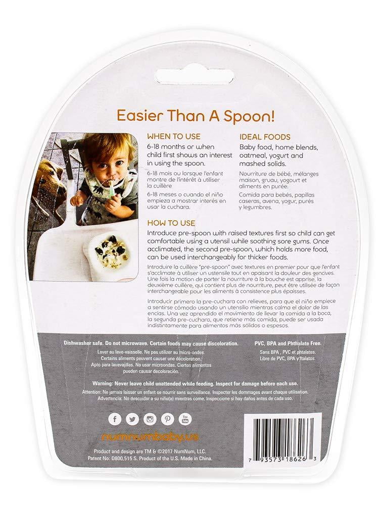 NumNum Pre-Spoon gOOtensils Baby Spoon Set (Stage 1 + Stage 2) BPA Free  Silicone Self Feeding Baby + Toddler Utensil (BlueOran
