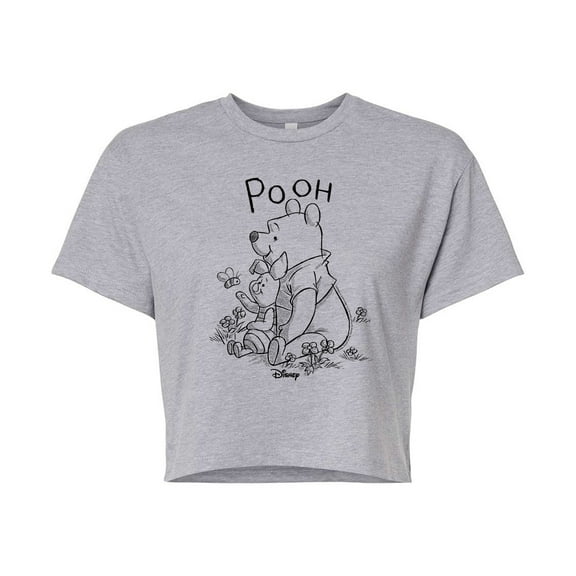 Disney - Pooh And Piglet - Juniors Cropped Cotton Blend T-Shirt