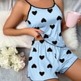 thumbnail image 1 of Ensemble de Pyjama pour Femmes T-shirts Shorts Roses en Forme de Cœur Col Rond T-shirt en Soie Glacée Confortable Décontracté Été, 1 of 5
