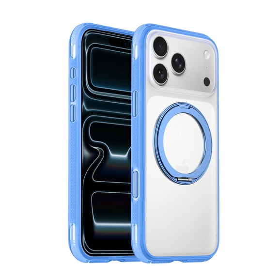 Lunvic for iPhone 17 Pro Max Case, Magnetic Ring Kickstand, Matte Anti-Glare Back, Anti-Fingerprint, Reinforced Drop Protection, Textured Grip, Skyblue