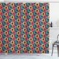 thumbnail image 1 of Abstract Shower Curtain, Vibrant Color Jumbling Uneven Design Pieces as Doodled Circles Spots and Curls, Fabric Bathroom Set with Hooks, 69W X 70L Inches, Multicolor, by Ambesonne, 1 of 3