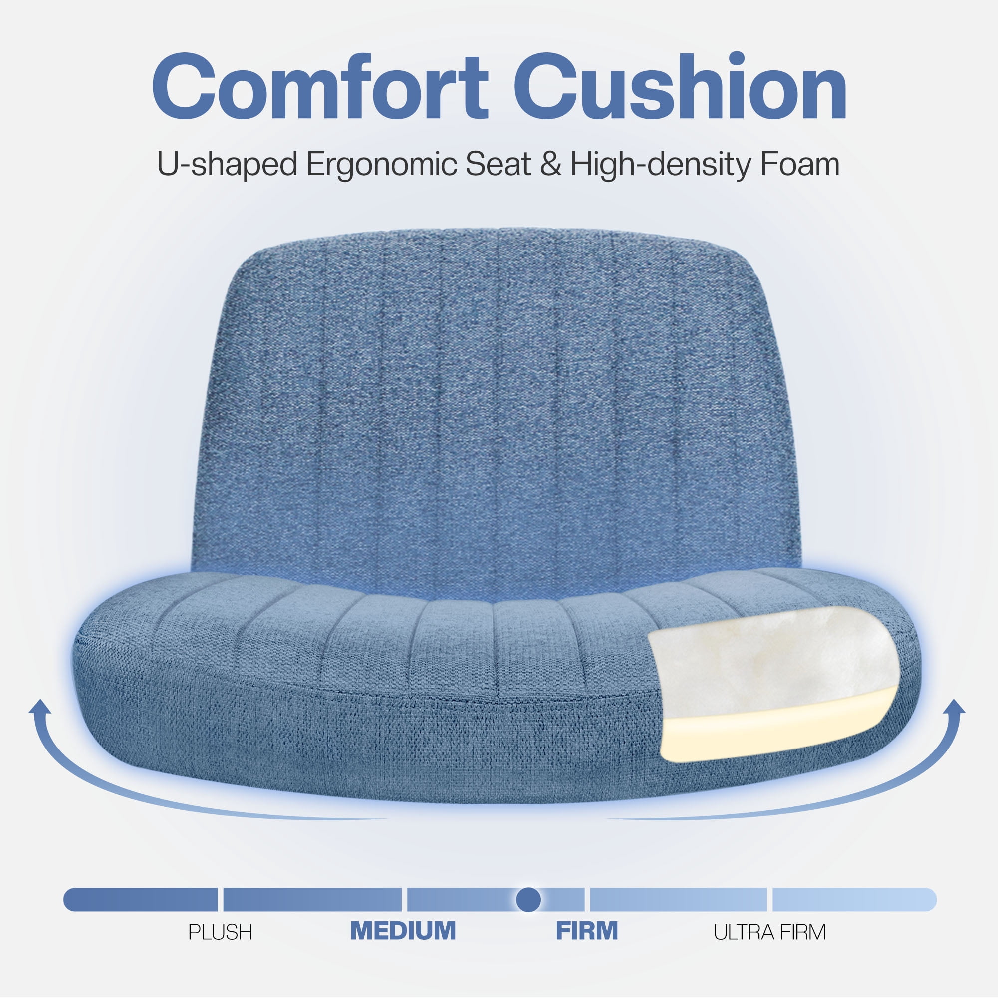 Celtoss Criss Cross Home Office Chair, Armless Swivel Task Computer Chair No Wheels, in Fabric, Vanity Style, Blue