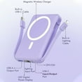 thumbnail image 3 of Podoru Wireless Portable Charger,10000mAh Magnetic Power Bank Built-in Cables 22.5W PD Fast Charging LED Display for iPhone 17/ 16/15/14/13/12 - Purple, 3 of 8
