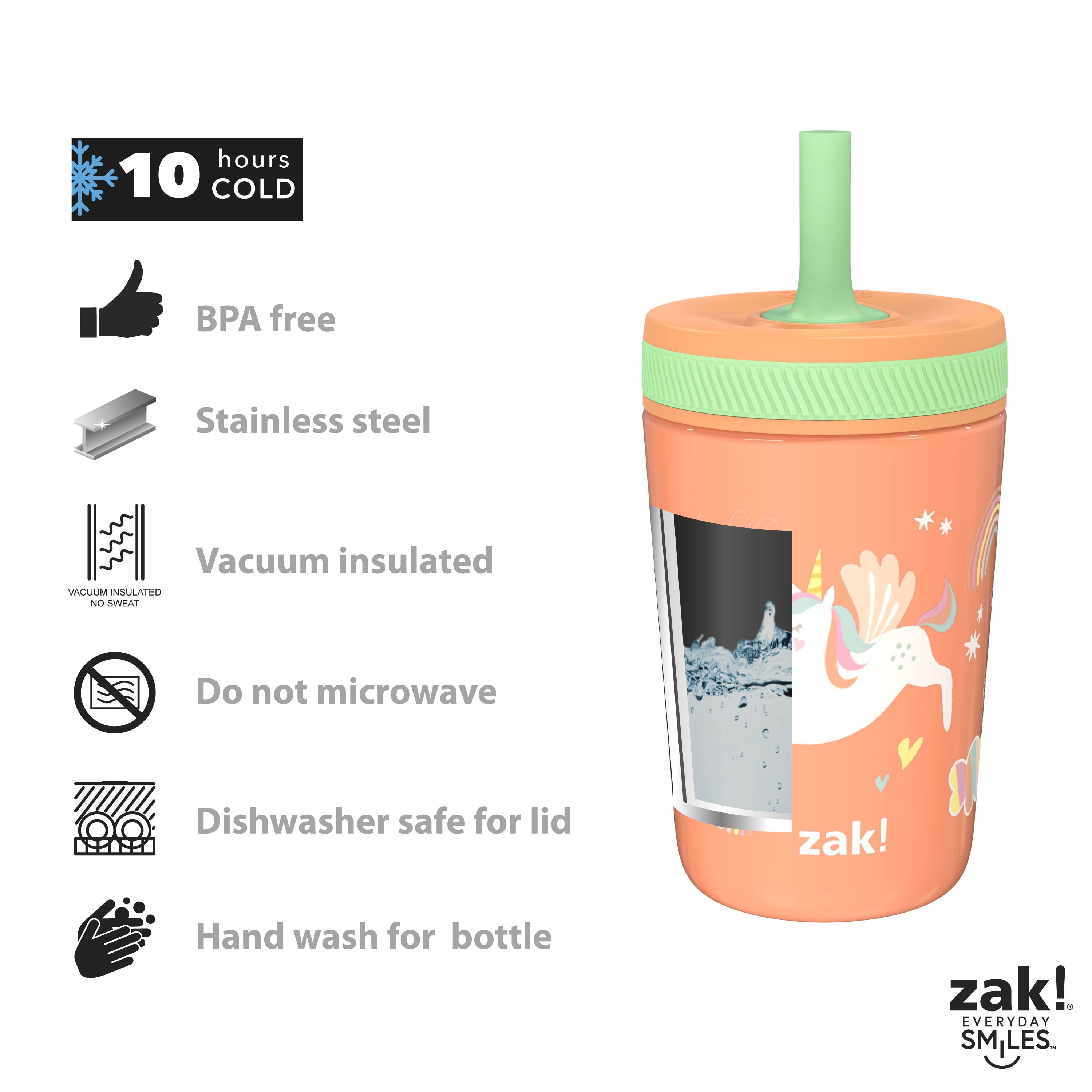Zak Designs 20 oz. Travel Straw Tumbler HydraTrak Double-Wall Insulated  Plastic with Silicone Water Intake Tracker Bands, Clear 
