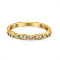 Yellow Tone, Simulated Cubic Zirconia Size-8 Half Eternity Ring Wedding Engagement Band 925 Sterling Silver