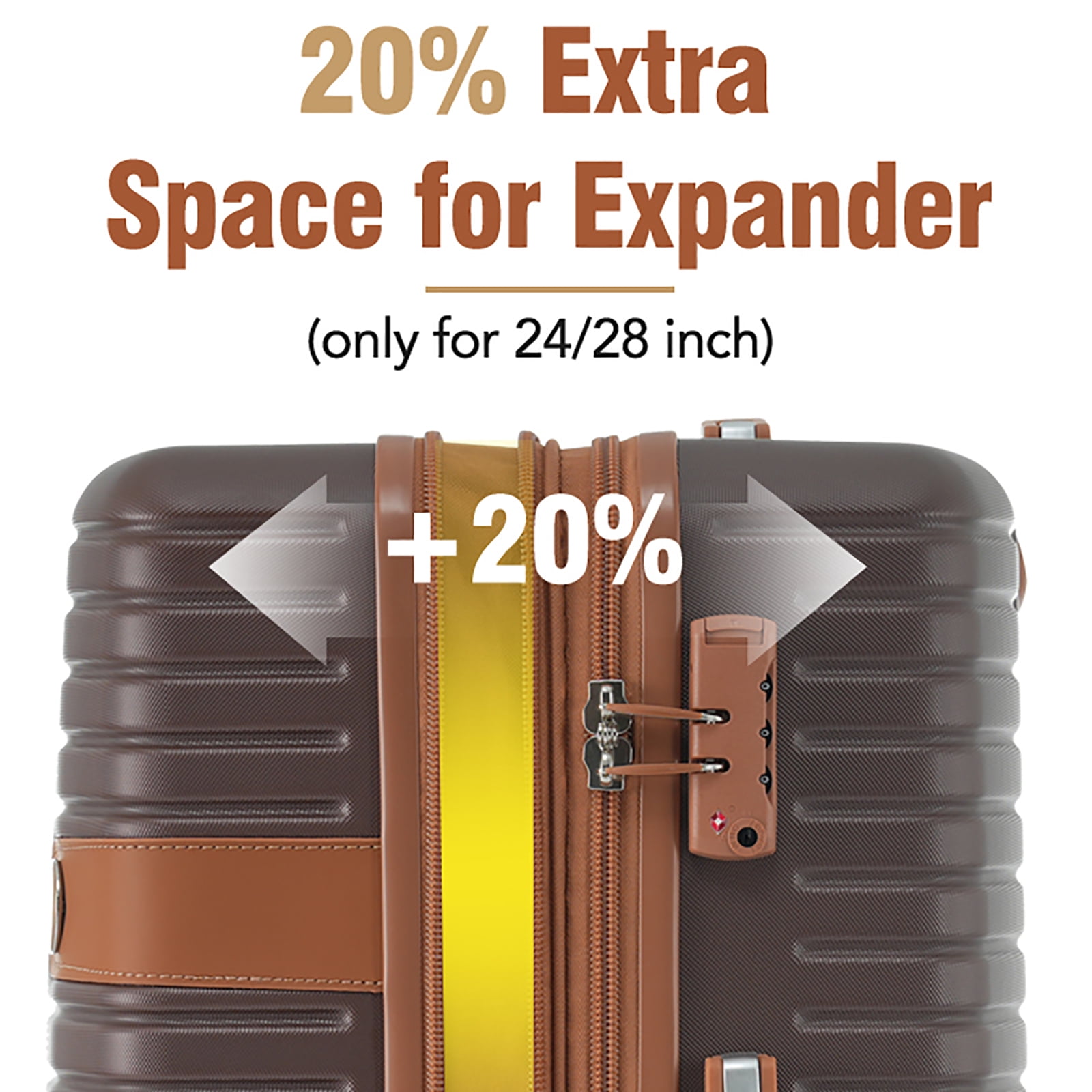 Euroco Luggage Set 3 Piece,Lightweight Expandable 24" Checked Suitcase with TSA Lock,2 Packing Cubes and Spinner Wheels for Travel,Brown