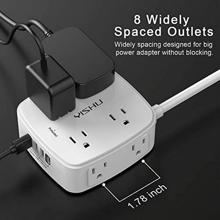 Surge Protector Power Strip , Extension Cord with 8 Outlets and 4 USB  Ports, 6