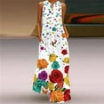 thumbnail image 4 of 2024 Mode Femmes Robe Longue Sans Manches Imprimé Floral Col en V Robe Été Vacances Plage Décontractée Élégante Vintage Robes Fête, 4 of 4