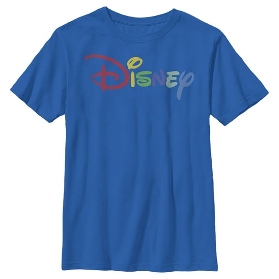 Boy's Disney Classic Multicolored Logo  Graphic Tee Royal Blue Small