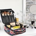 thumbnail image 5 of FORMRS Travel Makeup Bag Large Capacity Train Case Cosmetic Organizer with Adjustable Dividers, Vibrant Pink Floral Pattern, 5 of 8
