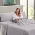 thumbnail image 2 of Clara Clark Full Size Sheets Set, Hotel Luxury 4 Piece Deep Pocket Sheets, Ultra Soft Microfiber Bed Sheets Set, Light Gray lavender, 2 of 6