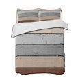 thumbnail image 2 of Quilts Full Size, Brown Grey Soft Comforter Bedding Set for Bed, Vintage Stripe Farmhouse Wood Grain Ombre Lightweight Quilted Bedspread with Pillow Cover(2 Pieces) for All Season, 78x90 Inch, 2 of 6