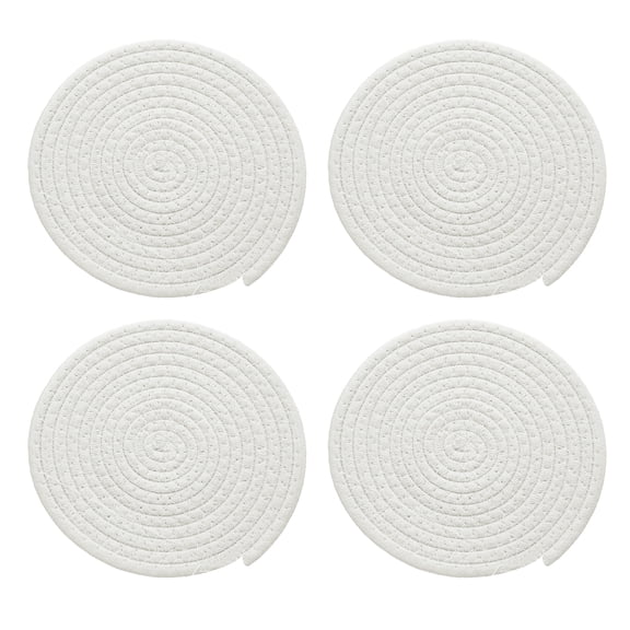 4 Pcs Round Braided Placemats, 7.1" Woven Placemats Kitchen Table Place Mats for Farmhouse Decor(White)