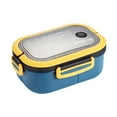 thumbnail image 2 of Kafsov Double-layer Bento Box Japanese-style Microwave Lunch Box Office Worker Reducing Meal Divided Lunch Box, Easy Carrying Design with Breathable Holes and Leak-Proof Lid Blue, 2 of 2