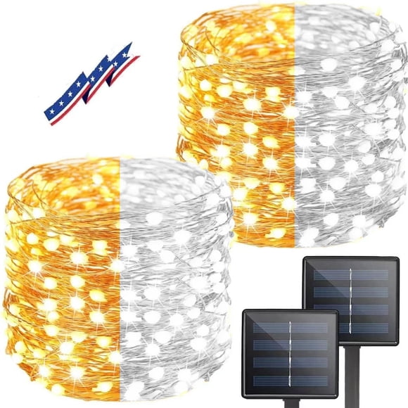 Guirnalda de luces solares navideñas BHCLIGHT, 80 m, 200 LED, paquete de 2