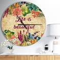 thumbnail image 2 of DesignArt Life is Beautiful Butterfly Floral Large Wall Clock, 2 of 2