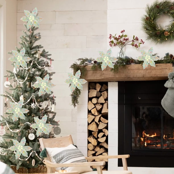 Macarrones de Navidad, Flores de Simulación Navideña, Adornos Fotográficos, Decoraciones Florales para Árboles de Navidad