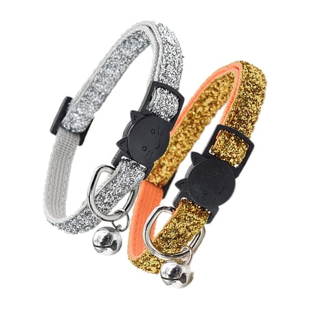 OFFIGAM 2Pcs Adjustable Dog Felt Collar with Bell Durable Pet Accessory Assorted Color