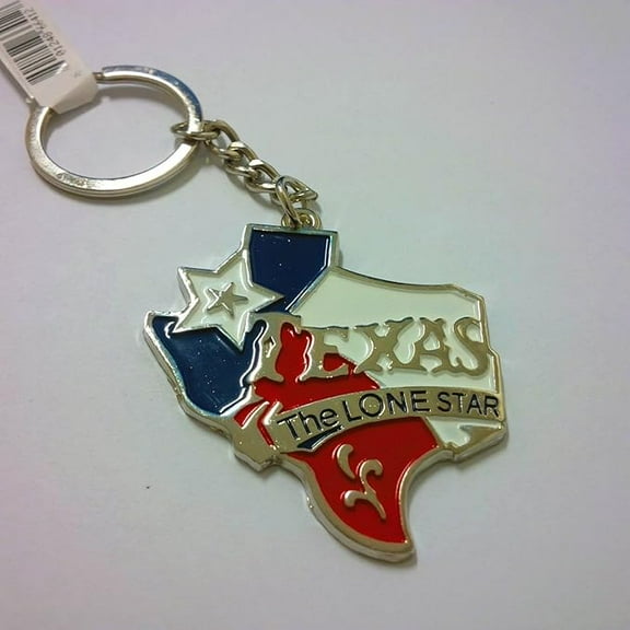 Texas The Lone Star State Slogan Metal Keychain- Texas Souvenir