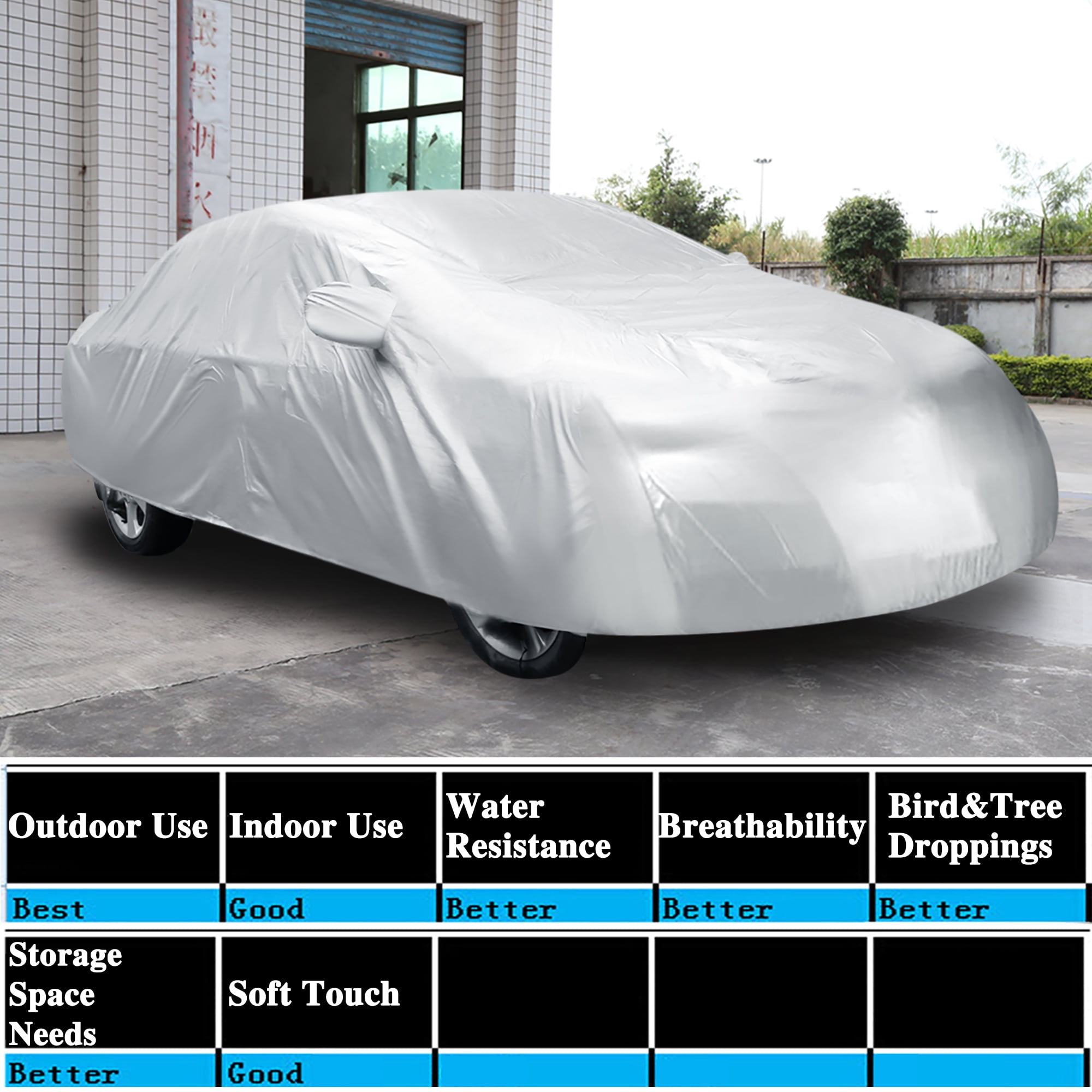 Unique Bargains Silver Tone Sun UV Protection Waterproof Universal Car Cover 3XXL