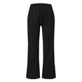 thumbnail image 4 of Outfmvch linen pants for women Cotton Linen Palazzo Pants Beach Long Pants for Women Beach Vacation Pants for Womens Straight-legs Women's Culottes Paper Bag Pants Summer Beach Pants Black 3XL, 4 of 6