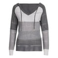 thumbnail image 2 of Chandails de Mode pour Femmes Manches Longues Hiver Automne Col en V Patchwork à Capuche Décontracté Ample Pull-Over Grande Taille, 2 of 9