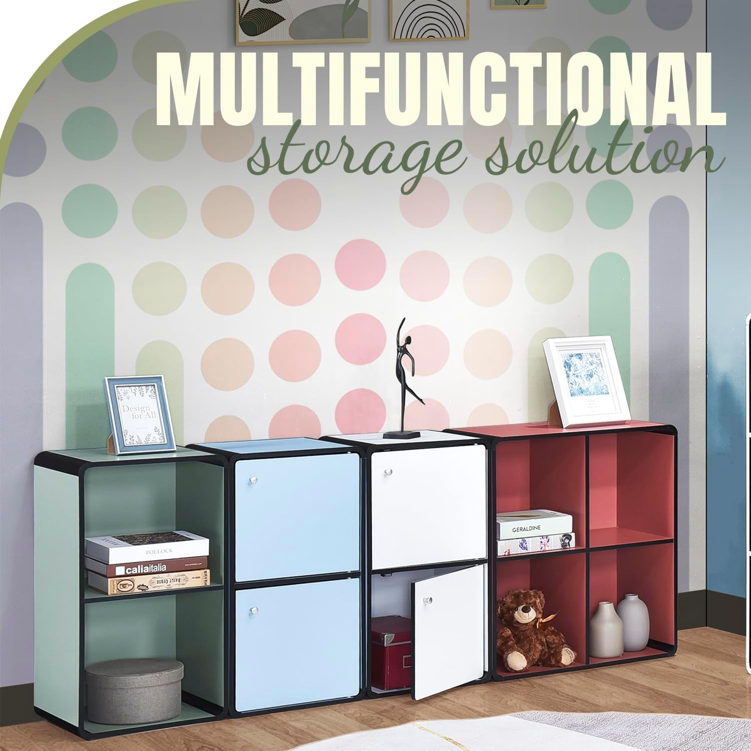 Dothan Wood 2-Cubed Closed Bookcase - Storage Shelf Organizer Bookshelf (White)