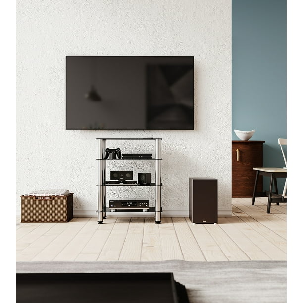 FITUEYES AV Component Media Stand Audio Rack 4 Tier Entertainment