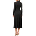 thumbnail image 3 of Vestido de suéter de cuello alto de mujer Inspire Chic, de manga larga, elástico, fluido, de punto acanalado, maxi, talla XS, negro, 3 of 6