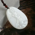 thumbnail image 5 of Genuine White Emerald Jade Dragon Kwan Yin Guan Yin Goddess of Mercy Bodhisattva Buddha Necklace Amulet Pendant(Certificate,Handcarved), 5 of 6