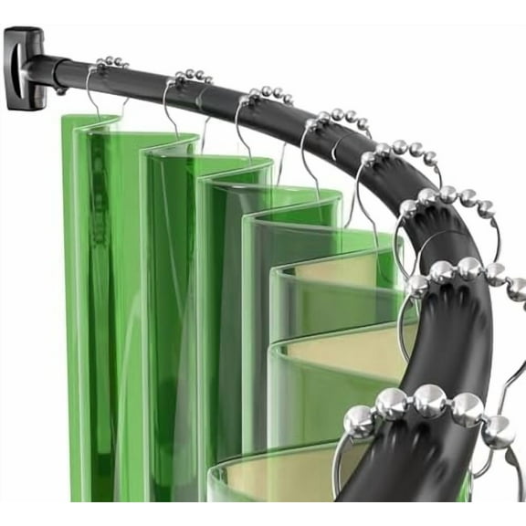 20-84 Inches Arched Curved Shower Curtain Rod, Heavy Duty Shower Rod Rust Proof Bathroom Curtain Rod, Adjustable Telescoping Design Easy Segmented Installation, Need to Drill, Black