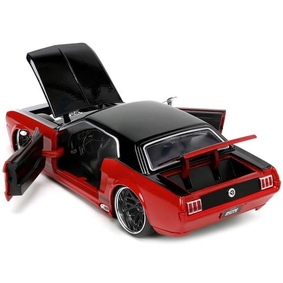 1965 Ford Mustang Custom Red & Black Bigtime Muscle Series 1-24 Diecast Model Car