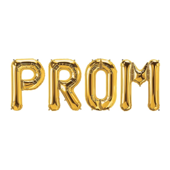 Prom Gold 34" Mylar Balloon Kit, Party Decor, Party Supplies, 4 Pieces