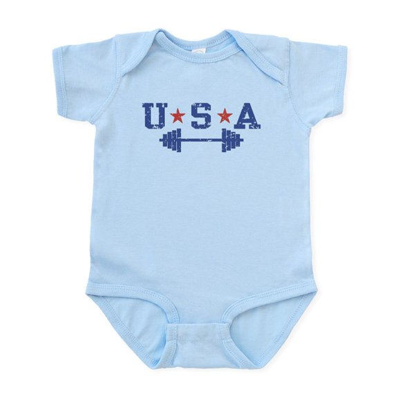 CafePress - USA Weightlifting Infant Bodysuit - Baby Light Bodysuit, Size Newborn - 24 Months