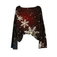 thumbnail image 4 of FDGIU Women's Christmas Long Sleeve T-Shirt - Lightweight Christmas Tree Graphic Top, Snowflake Sequined Blouse, Xmas Vacation Casual Sweatshirt, 4 of 6