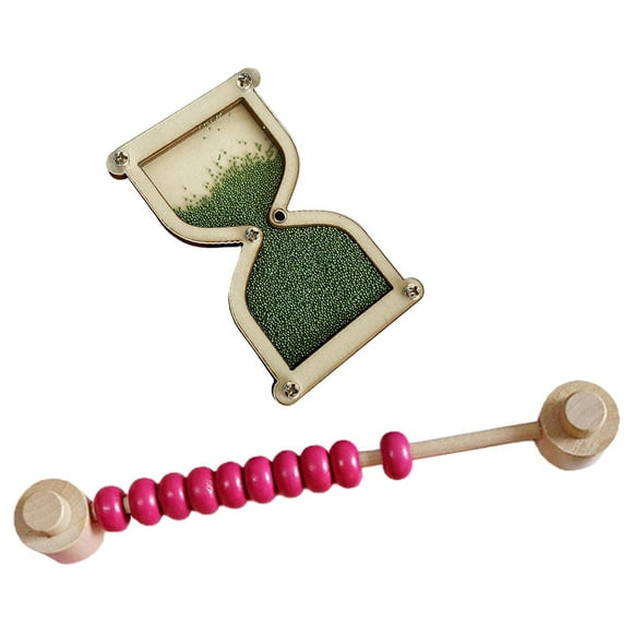 HILABEE Jouets Sablier en Bois pour Enfants Tout-Petits, Éducation Précoce, Éveil Préscolaire Bébé et Accessoires Perles Abaques Vert