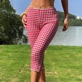 thumbnail image 5 of MLQIDK Plaid Capri Pants for Women Dressy Casual Lounge Pants Knee Length Elastic Waist Trendy Summer Plaidped Pants with Pockets Red S, 5 of 6