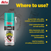 Akfix 895 Mouse & Pest Barrier Expanding Foam Sealant, 12 oz - 2 Pack